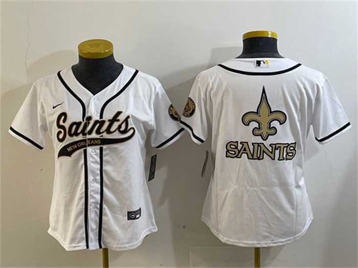 Women%27s New Orleans Saints White Team Big Logo With Patch Cool Base Stitched Baseball Jersey Dzhi->philadelphia eagles->NFL Jersey
